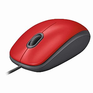 Mouse com fio USB Logitech M110 Vermelho, Plug-and-play, Silencioso, 1000 DPI, 910-006755