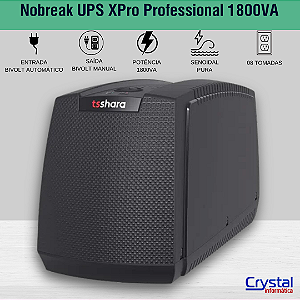 Nobreak UPS XPro Professional TS Shara Universal 1800VA, Entrada e Saída Bivolt, 2 Baterias Internas, 8 Tomadas