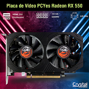 Placa de Vídeo PCYes Radeon RX 550 4GB GDDR5 128 bits PJRX5504GGR5DF