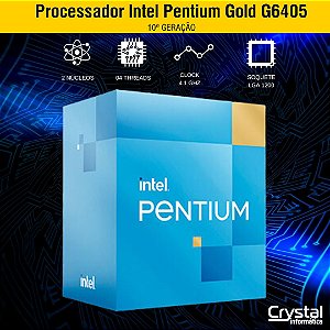 Processador Intel Pentium Gold G6405, 10ª Geração, 4.1GHz 4MB, 4MB Cache, LGA 1200, BX80701G6405