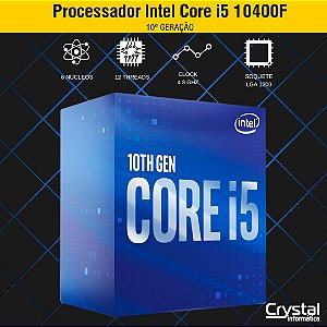 Processador Intel Core i5 10400F 2.90GHz 4.30GHz Turbo, 10ª Geração, 6 Cores, 12 Threads, LGA 1200, BX8070110400F