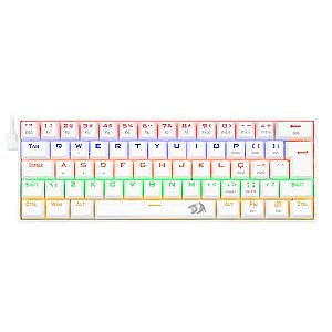 Teclado Gamer Mecânico Redragon Lakshmi Lunar White, Rainbow, Switch Red, ABNT2, K606W-R PT-RED