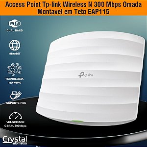 Access Point Tp-link Wireless N 300 Mbps Omada Montavel em Teto EAP115