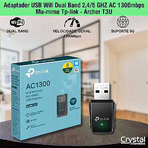 Adaptador USB Wifi Dual Band 2,4/5 GHZ AC 1300mbps Mu-mimo Tp-link - Archer T3U