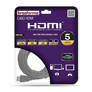 Cabo HDMI M x HDMI M 2.0 4K 5 Metros Brasforma