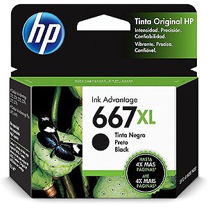 Cartucho HP 667XL Preto 3YM81AB Original, 8.5 ml