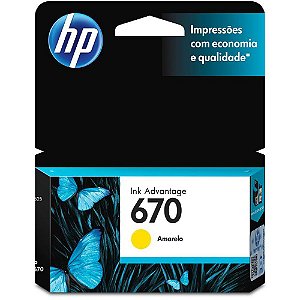 Cartucho HP 670 CZ116AB Amarelo Original