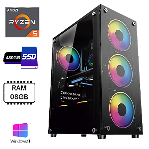 PC Gamer Ryzen 5 5600G, 8GB DDR4, NVMe 480GB, Windows 11