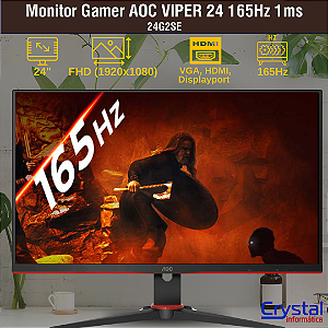 Monitor Gamer AOC Viper 24G2SE - 24 Pol, LED, Full HD, 1ms, 165Hz, FreeSync, HDMI/DP