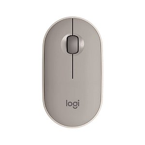 Mouse sem fio Logitech Pebble M350, Silencioso, Slim Ambidestro, USB ou Bluetooth, Pilha Inclusa, Cinza Areia, 910-005773