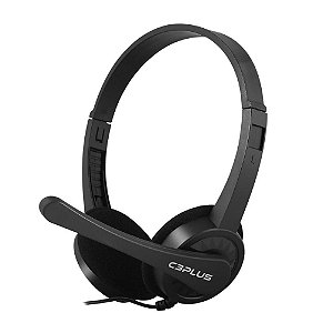 Headset C3Plus PH-02BK Preto, Com Microfone, Arco com Ajuste de Altura, Conexão P2