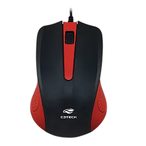 Mouse USB C3Tech MS-20RD Vermelho, Compatível com PC e Mac, Resolução de 1000 DPI, Cabo de 115cm