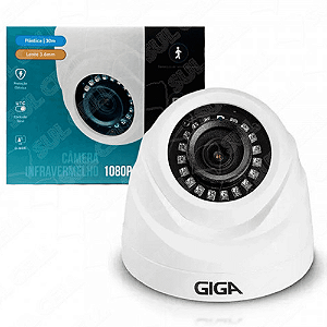 Câmera Dome Plástica Giga 1080P, IR 20M, 3.6MM, GS0470A