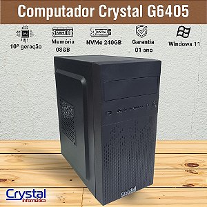 Computador Crystal Intel G6405, 4.1GHz, Memória 8GB DDR4, SSD NVMe 240GB