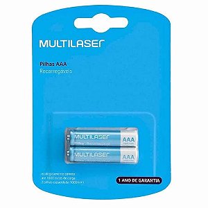 Pilha Recarregavel Multilaser 2 AAA 1000 mAH CB051