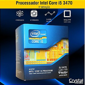 Processador Intel Core i5 3470 3.20GHz 3.60GHz Turbo, 6MB, 4 Cores, 4 Threads, LGA 1155, BX80637I53470