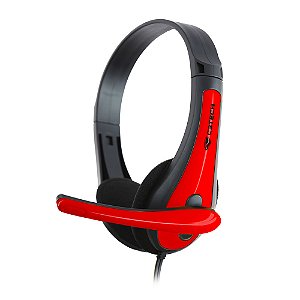 Headset C3tech PH-30BK, P2 3.5mm, Controle De Volume No Cabo, Preto E Vermelho