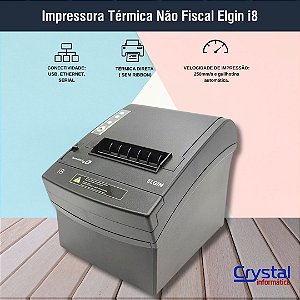 Impressora Térmica Não Fiscal Elgin i8, Com Guilhotina, USB, Serial e Ethernet, 46I8USECKD00