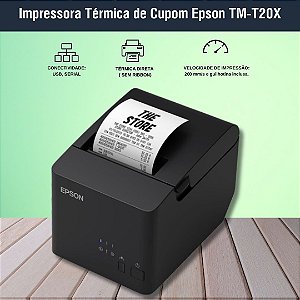 Impressora Térmica de Cupom Epson TM-T20X USB e Serial com Guilhotina