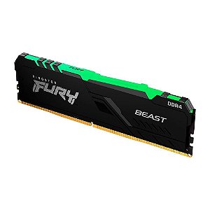 Memória Kingston Fury Beast 16GB, RGB, 3200MHz, DDR4, CL16, Preto, KF432C16BB1A/16