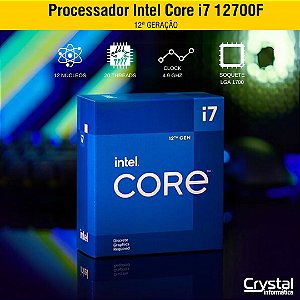 Processador Intel Core i7 12700F 2.1GHz 4.9GHz Turbo, 12ª Geração, 12 Cores, 20 Threads, LGA 1700, Com Cooler, BX8071512700F