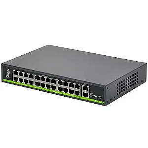 Switch CFTV Ativo Giga 400W 52VDC 250M 24 portas PoE, 2 portas Uplink, GS0248