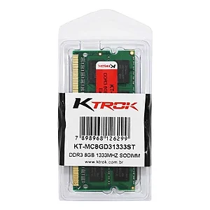 Memória Notebook 8GB DDR3 1333 MHz Ktrok, 1.5V, KT-MC8GD31333ST