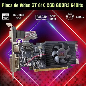 Placa de Vídeo Nvidia Geforce GT 610 2GB GDDR3 64Bits 02GD3LP