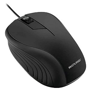 Mouse Com Fio USB Multilaser 1200dpi Cabo de 130cm 3 Botões Textura Emborrachada Preto MO225