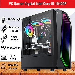 PC Gamer Crystal Intel Core i5 10400F NVIDIA GeForce GTX 1650, 16GB DDR4, SSD NVMe 512GB, Windows 11