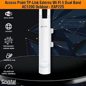 Access Point TP-Link Externo Wi-Fi 5 Dual Band AC1200 Outdoor - EAP225