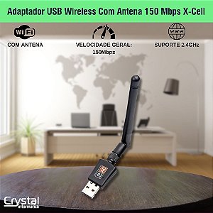 Adaptador USB Wireless Com Antena 150 Mbps X-Cell