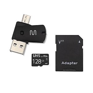 Cartão de Memória 128GB com Leitor 4x1 Multilaser MC153