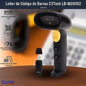 Leitor de Codígo de Barras Laser S Fio C3Tech LB-W200V2