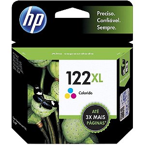 Cartucho HP 122XL CH564HB Colorido Para HP DeskJet 1000, 1050, 1055, 2000, 2050, 3000, 3050, 3050A - 7,5 ml