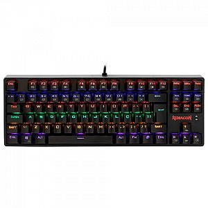 Teclado Mecânico Gamer Redragon Daksa Rainbow, Switch Blue, ABNT, Black, K576R-1 PT-BLUE