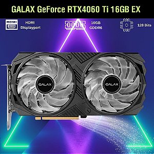 Placa de Video Galax GeForce RTX 4060 Ti EX 1-Click OC, 16GB, GDDR6, 128-bit, 46IZL8MD8YEX
