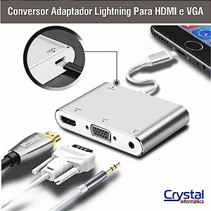 Conversor Adaptador Lightning Para HDMI e VGA