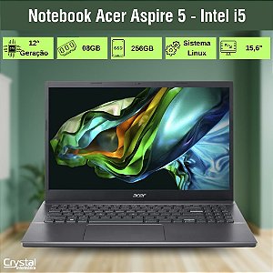 Notebook Acer Aspire 5 A515-57-51W5, Intel i5-12450H, 8GB, SSD 256GB, 15.6" FullHD, Linux