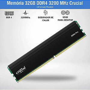 Memória 32GB DDR4 3200 MHz Crucial CP32G4DFRA32A