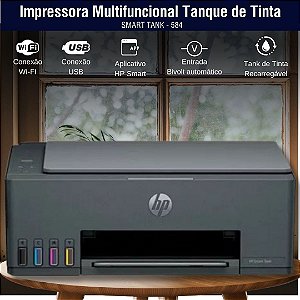 Impressora Multifuncional tanque de tinta Smart Tank 584, Wi-fi, Conexão USB, Bivolt