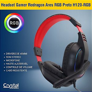 Headset Gamer Redragon Ares RGB Preto H120-RGB