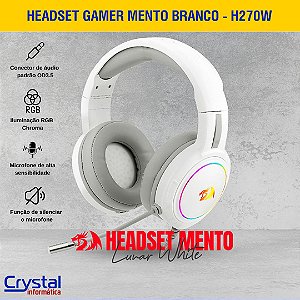 Headset Gamer Redragon Mento, 3.5mm + USB, Múltiplas Plataformas, Drivers 50mm, RGB, White, H270-W