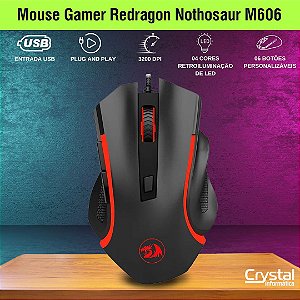 Mouse Gamer Redragon Nothosaur M606, 3200 DPI, 6 Botões, Preto
