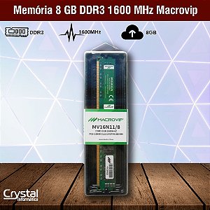 Memória 8 GB DDR3 1600 MHz Macrovip