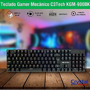 Teclado Gamer Mecânico C3Tech KGM-900BK Sw Blue