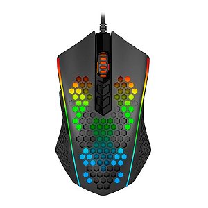 Mouse Gamer Redragon Memeanlion Honey Comb, RGB, 12400DPI, 7 Botoes, Preto, M809-K