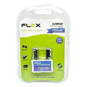 Pilha Recarregavel Flex AAA 1300 mAh com 2 unidades
