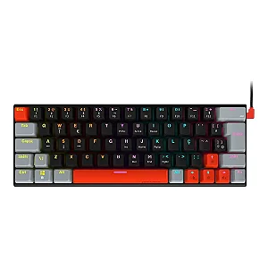 Teclado Mecanico Gamer Pcyes Kuromori 60% Black Vulcan, Switch Blue, LED Rainbow, PTKM60BL