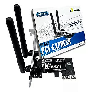 Placa de Rede PCI Express Wireless 300mbps Sem Fio 2 Antenas Knup KP-T118